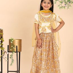 Cutiekins Girls Printed Ready to Wear Lehenga & Blouse With Dupatta-picture-55