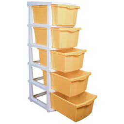 Parasnath Boxo Yellow & White 5 Layer Modular Drawer Storage Organisers With Wheels image 4