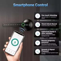 GOLENS X39 Smart Fingerprint Door Lock with Bluetooth App Control and Mechanical Key image 3