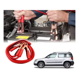 Auto Pearl 2.29 m (7.5 Ft) 500 A Heavy Duty Booster Anti Tangle Battery Jumper Cable for Skoda Yeti (Pack of 2)-93