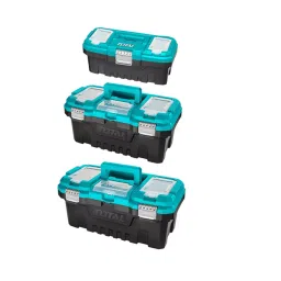 Total TPBXK0032 14, 17 & 20 inch PP Plastic Tools Box Set Blue & BlACk (Pack of 3 pcs)-32