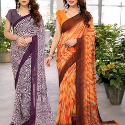 Moda Rapido Pack of 2 Printed Pure Georgette Saree-image-98