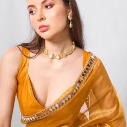 Kalista Mirror Work Organza Saree-55