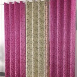 Galaxy Home Decor Pink and Yellow 3 Pieces Abstract Printed Long Door Curtains-image-19
