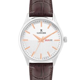 L LOGUES Men Brass Dial & Leather Textured Straps Analogue Watch G 4143 SLD-02-12