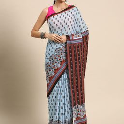 BUTA BUTI Floral Pure Cotton Saree-image-78