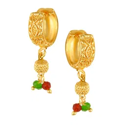 DIVASTRI Gold-Plated Artificial Beaded Circular Shaped Hoop Earrings-52