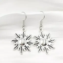 HIGH TRENDZ Girls German Silver-Plated Oxidised Contemporary Drop Earrings-58