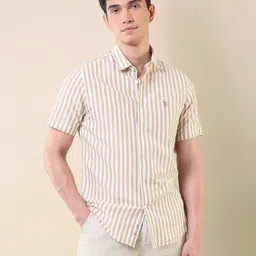 U.S. Polo Assn. Men Spread Collar Vertical Striped Cotton Casual Shirt-picture-23