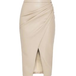 Alamode By Akanksha Beige Meredith Statement Leather Midi Skirt-picture-31