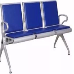 Stolica Elegant 3 Seater Mild Steel with Chrome Finish Waiting /Reception chair with Cushion ,Blue-43