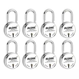 ALONE LOCKS Round 65 mm Steel Chrome 5 Keys Each Double Locking Padlock (Pack of 8)-3