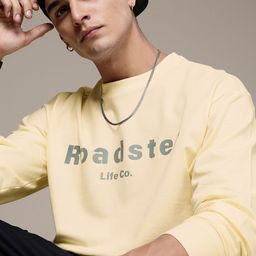 The Roadster Lifestyle Co. Solid Pure Cotton Sweatshirt with Brand Logo Detail-image-111