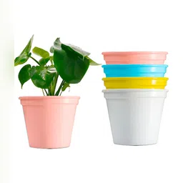 Decorcity 4Pcs Pink & White Metal Cylinder Planters-picture-51
