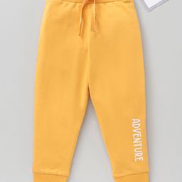 Babyhug Cotton Knit Full Length Joggers Pant Text Print - Yellow-image-36