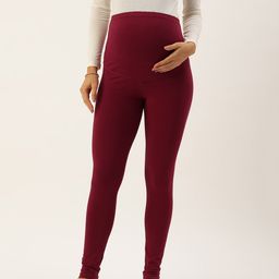 Blush 9 Solid Over The Bump Leggings - Maroon-image-25