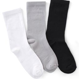 Honeyhap Premium  Cotton Bamboo Knit Below Knee Length Socks With Bio Finish  Solid Colour   Pack of 3  - Black White & Grey-image-53