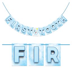 Wobbox First Tooth Banner, I Got My First Tooth Banner, I Got My First Tooth Decoration Items Blue-Pack Of 1-3