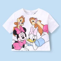 Babyhug Disney Cotton Half Sleeve T-Shirt With Minnie Mouse Graphics - White-image-41