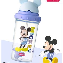 Babyhug Disney Straw Sipper with Mickey Mouse Print & Weighted Straw Blue- 330ml-picture-17