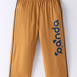 Tango Single Jersey Cotton Knit Full Length Lounge Pant with Text Print - Gold-picture-25
