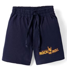 Olio Kids Cotton Knit Above Knee Length Shorts with Text Print - Navy Blue-image-56
