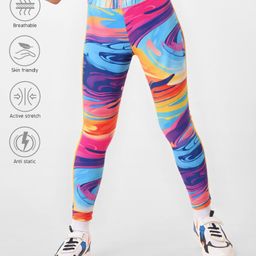 Pine Active Full Length Super Stretch Leggings - Blue & Purple-image-13