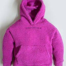 Cherry Crumble By Nitt Hyman Full Sleeves Kangaroo Pockets & Fur Detailed Hoodie - Magenta-image-5