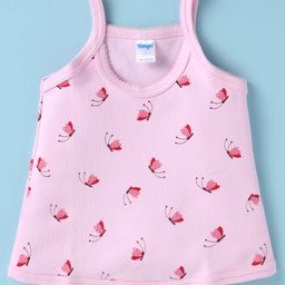 Tango Single Jersey Knit Sleeveless Slip With Butterfly Print - Pink-image-35