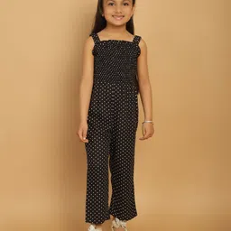 Mini & Ming Rayon Sleeveless Polka Dots Printed Jumpsuit - Black-picture-38
