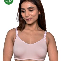 Inner Sense Organic Cotton Solid Antimicrobial Soft Feeding Bra - Baby Pink-image-70