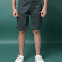 CRIMSOUNE CLUB Cotton Woven Solid Shorts - Green-picture-47