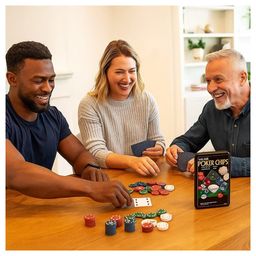 Sanjary Professional Poker Chip Family Game Set with Box Case, Dealer Button - Premium Casino-Style Multicolor Tokens for Adults - Perfect for Classic Multiplayer Games Color May Vary-picture-32