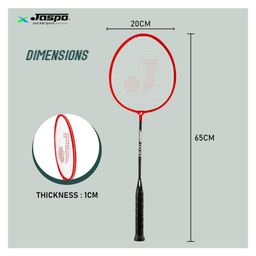 JASPO Thunder Badminton Kit,Badminton Set of Metal Alloy Rackets (Set of 2) with Full Cover Bag, 5 pcs Plastic Shuttlecocks, Ideal only for Recreational Play, Designed for Kids & Youngsters (Red) image 2
