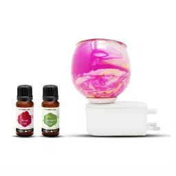 PEEPALCOMM 3Pc Pink & White Marble-Printed Electric Aroma Oil Diffuser With Scented Oils-31