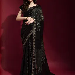 DAATAR Sequinned Pure Georgette Saree-image-46