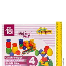 Little Fingers 4 in 1 Nut & Bolts Beads play Stack-O-Barrel Catch e Eggs Combo Multicolour - 30 Pieces image 3
