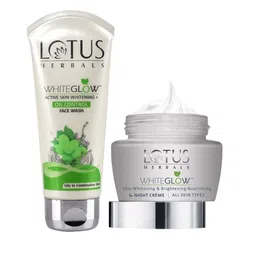 Lotus Herbals Set Of 2 Whiteglow Oil Control Face Wash 100 g & Nourishing Night Cream 60 g-88