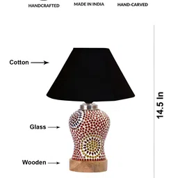 Aura Conical Black & Red Printed Glass Frustum Shaped Table Lamp image 2