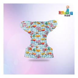 Chinmay Kids Cloth Diaper Cute Prints Freesize Reusable Washable Adjustable Snap Buttons Cloth Diaper For Babies With Wet Free Insert Pads Leak Proof & Dry Feel Pack of 2 - Sky Blue & White image 5