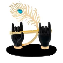 krishnagallery1 Black & Gold-Toned Shree Krishna Hand Religious Idol Showpiece-29