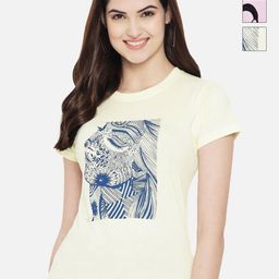 Tromko Women Pack of 3 Graphic Printed Round Neck Cotton Regular Fit T-shirts-picture-0