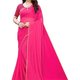 THE FASHION ATTIRE Zari Border Saree with Unstitched Blouse Piece-picture-1