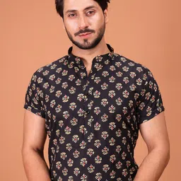 SHIWAM ETHNIX Men Ethnic Motifs Printed Kurta with Salwar image 4