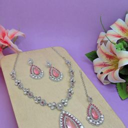 Anouk Rhodium-Plated Artificial Stones & Beads Jewellery Set-image-49
