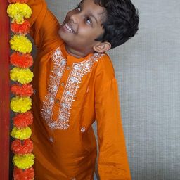 Tura Turi Boys Orange Kurta Sets-image-86