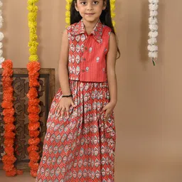 Sangria Girls Printed Pure Cotton Lehenga Choli-image-66
