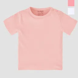 Nuego Infant Girls Pack Of 3 Bio Finish Solid Round Neck Half Sleeve Cotton T-shirts-image-39