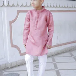 Stuffie Land Boys Floral Embroidered Sequnnied Mandrain Collar Pure Cotton Kurta & Pyjamas-31