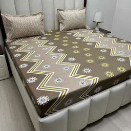 Pure Decor Passion Brown Printed Pure Cotton 240TC Queen Bedsheet Set 2.28m x 2.54m-image-100